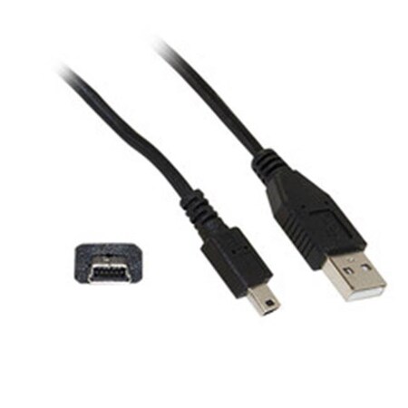 Mini USB 2.0 Cable; Black; Type A Male To 5 Pin Mini-B Male; 10 Foot